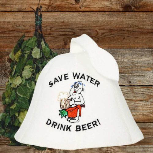 Save water - drink beer! sauna hat / bathing tub hat